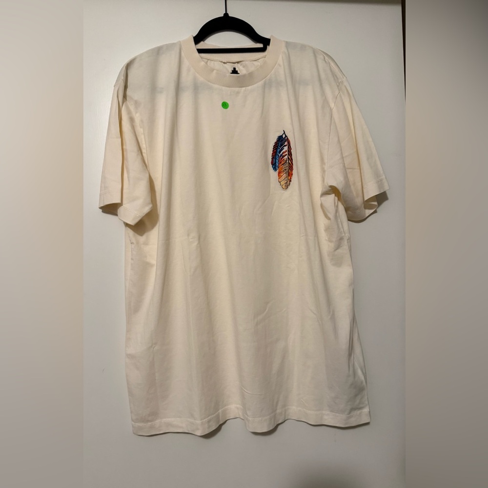 Marcelo Burlón Cream T-Shirt with Feather Design